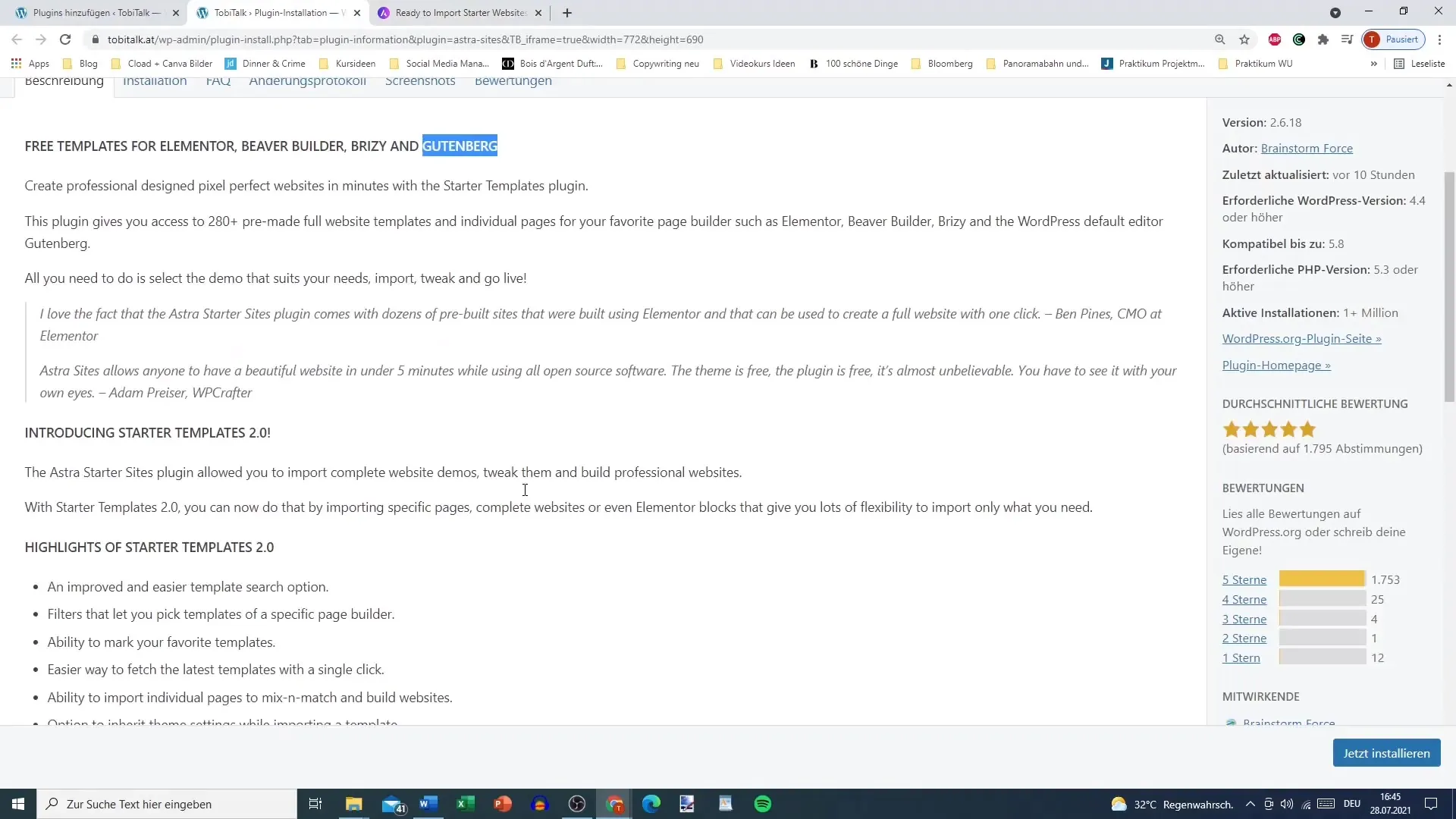 Easily use creative templates for Elementor and Gutenberg