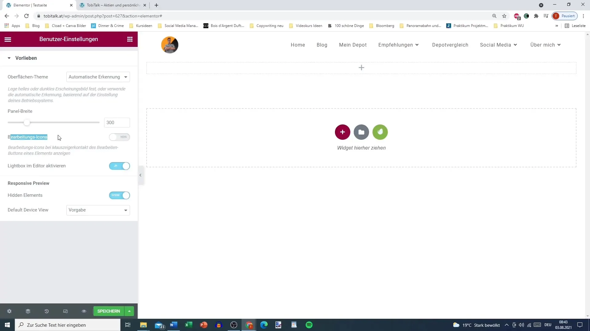 Activate editing icons in Elementor effectively