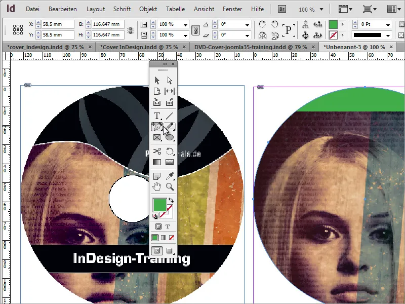Membuat cover DVD dan label DVD - Bagian 4: Membuat label di InDesign.