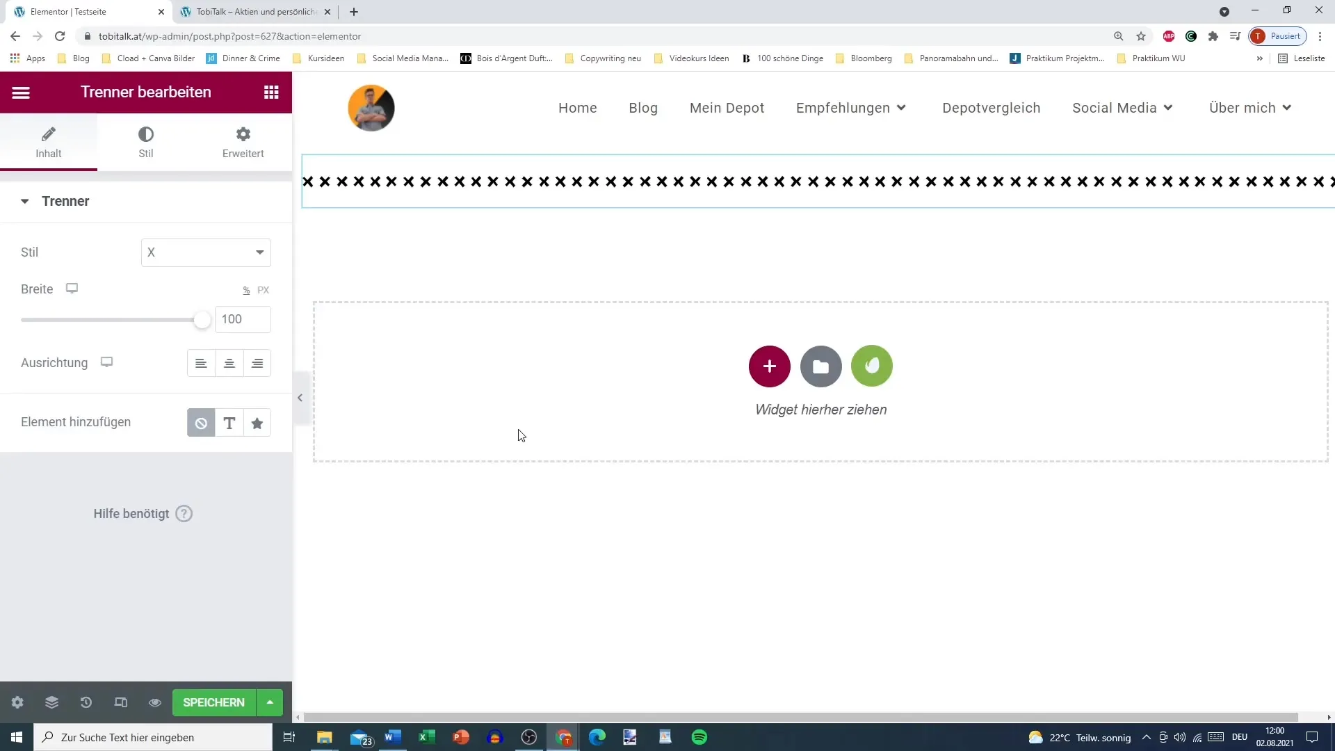 The effective use of the separator in Elementor