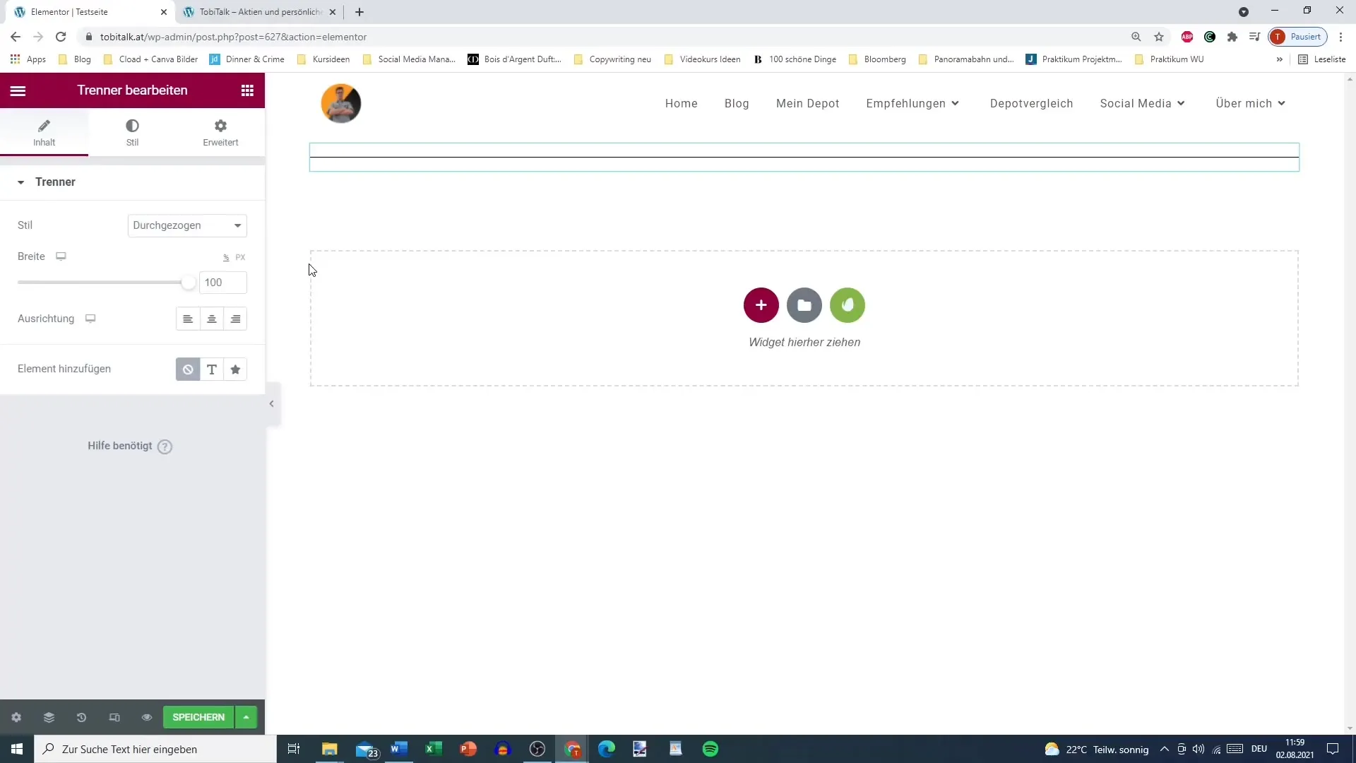 The effective use of the separator in Elementor