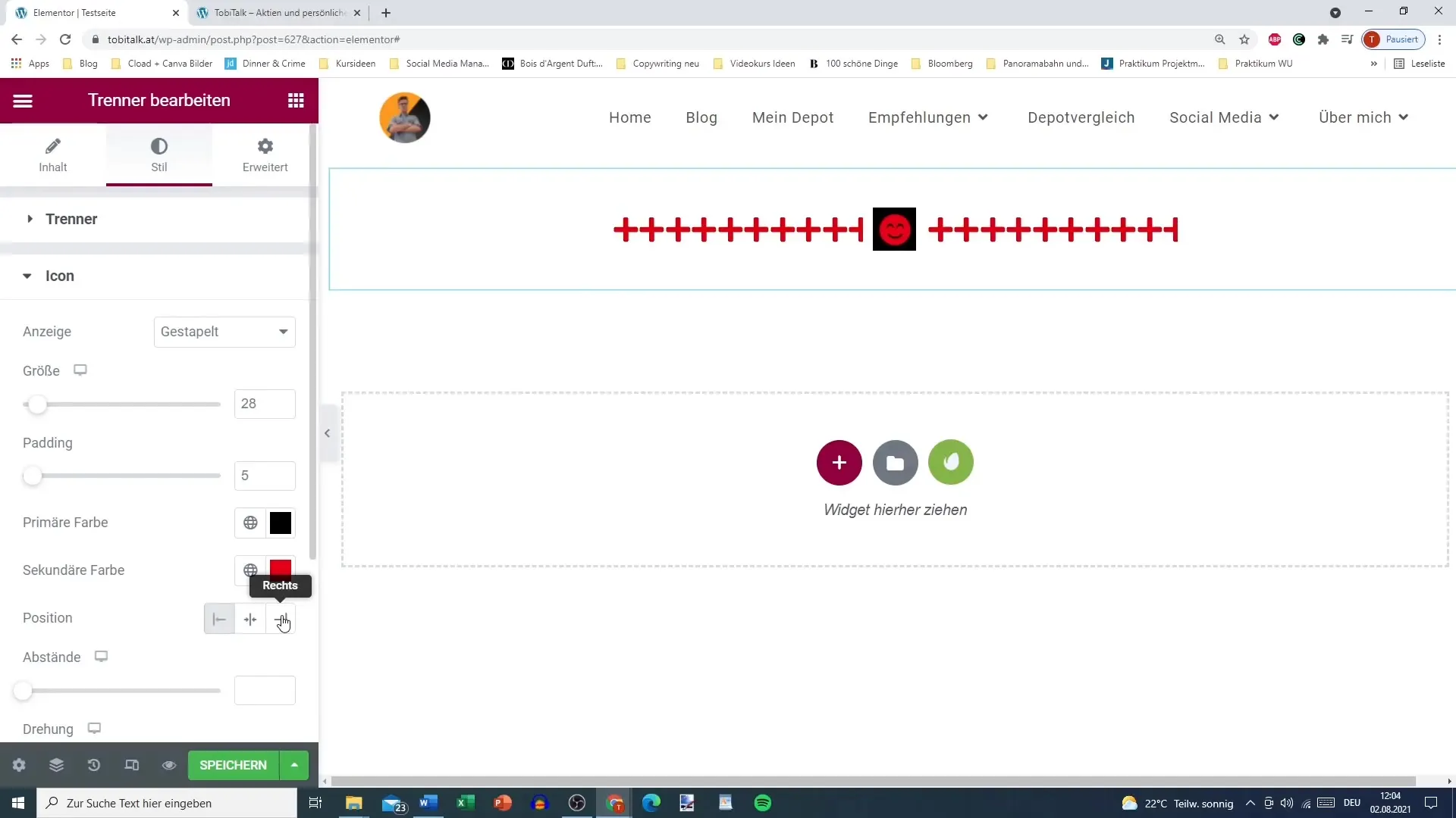 The effective use of the separator in Elementor