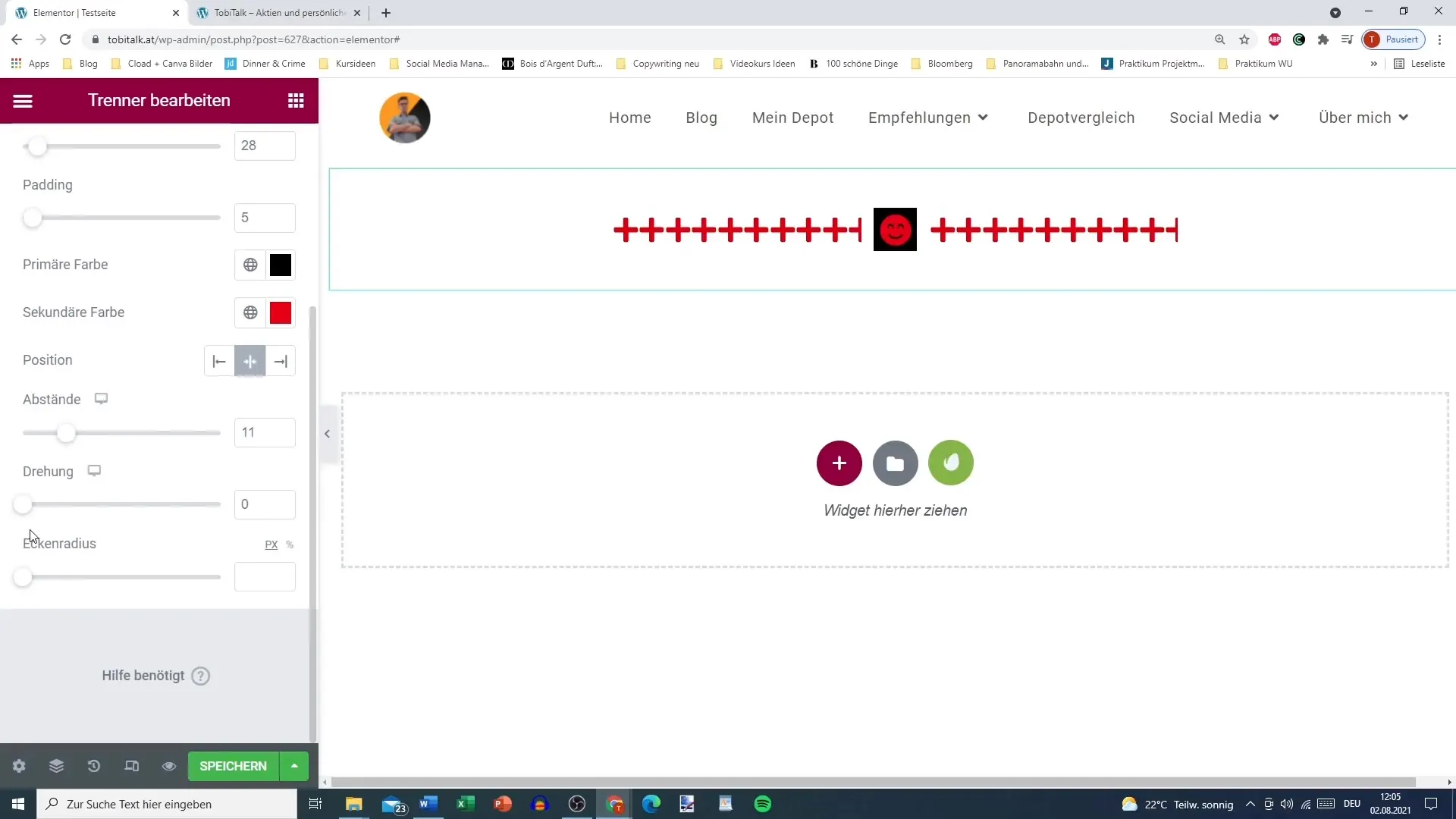 The effective use of the separator in Elementor