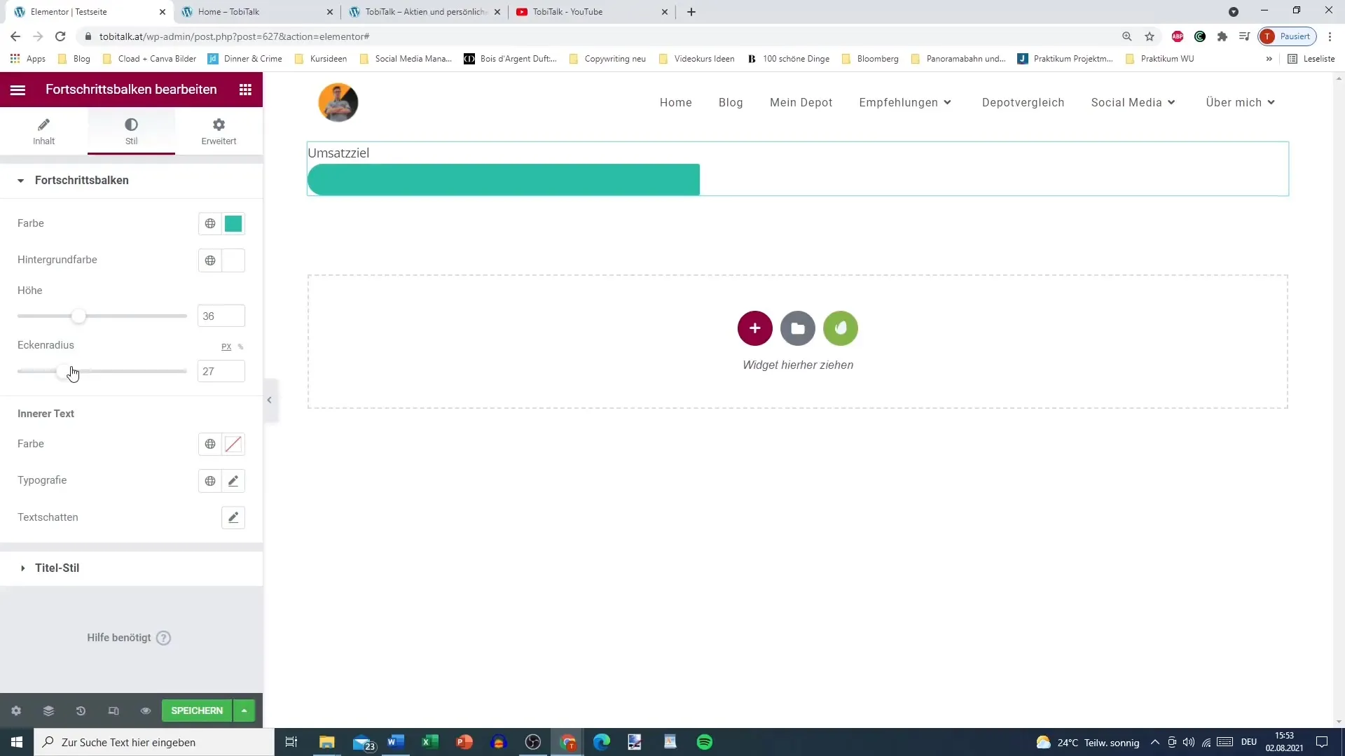 Create and customize progress bar in Elementor