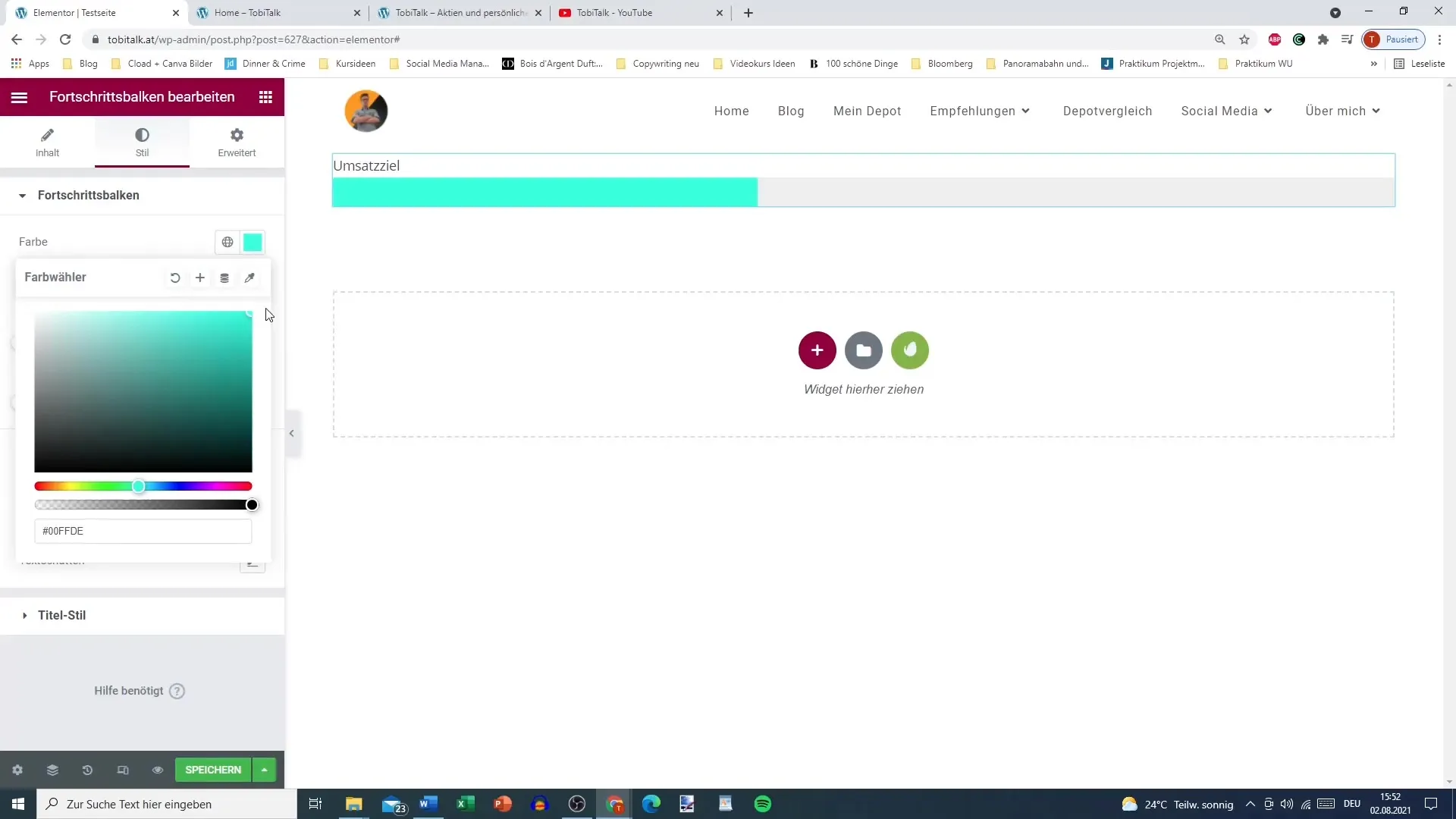 Create and customize progress bar in Elementor