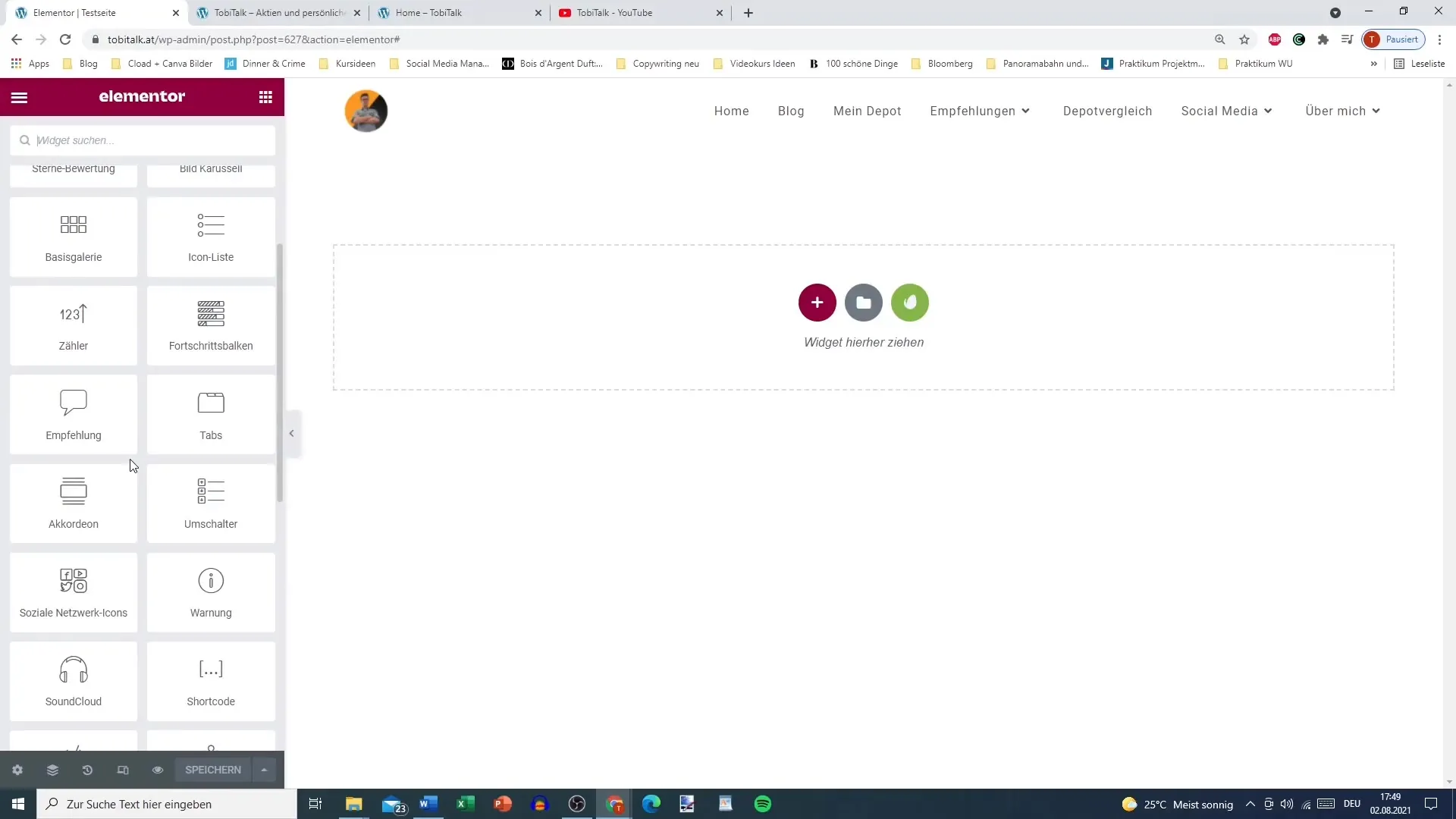 Using the warning widget for WordPress with Elementor