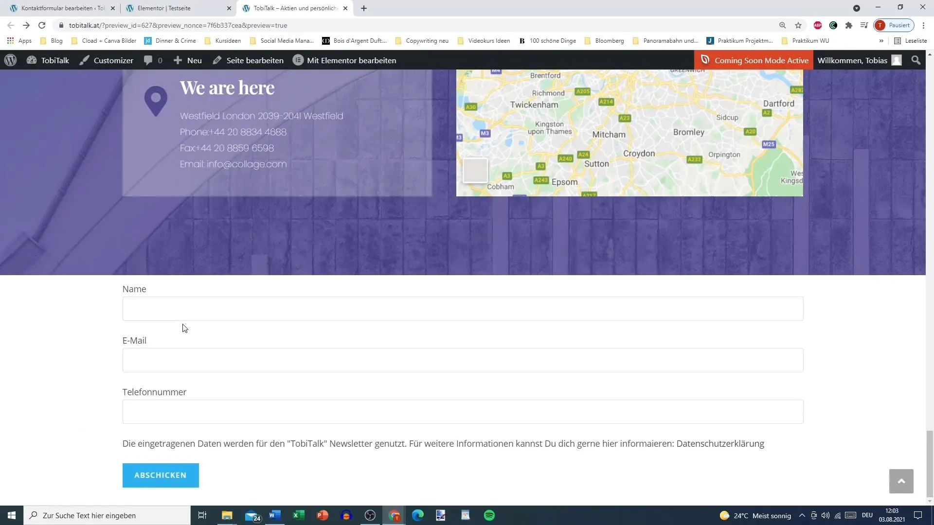 Securing the contact form in WordPress