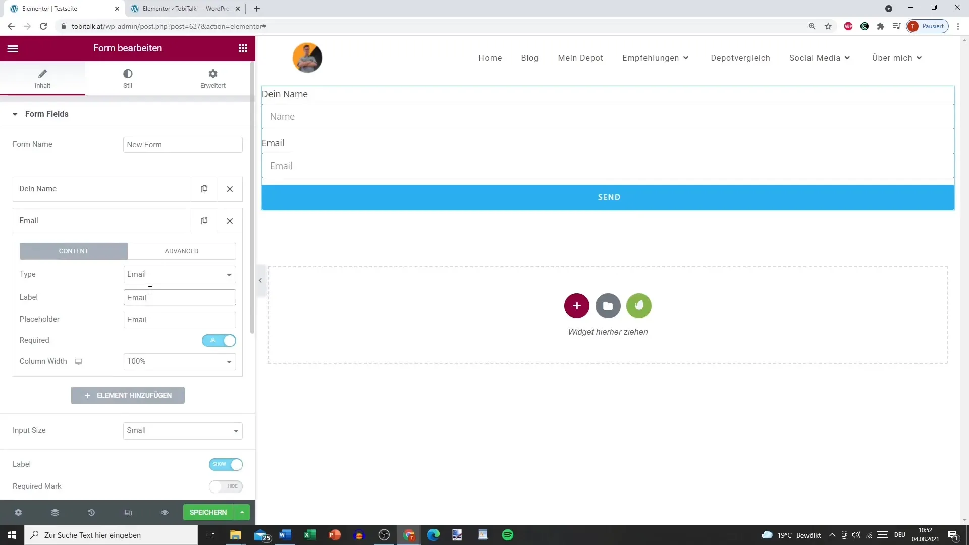 Form creation with Elementor for WordPress