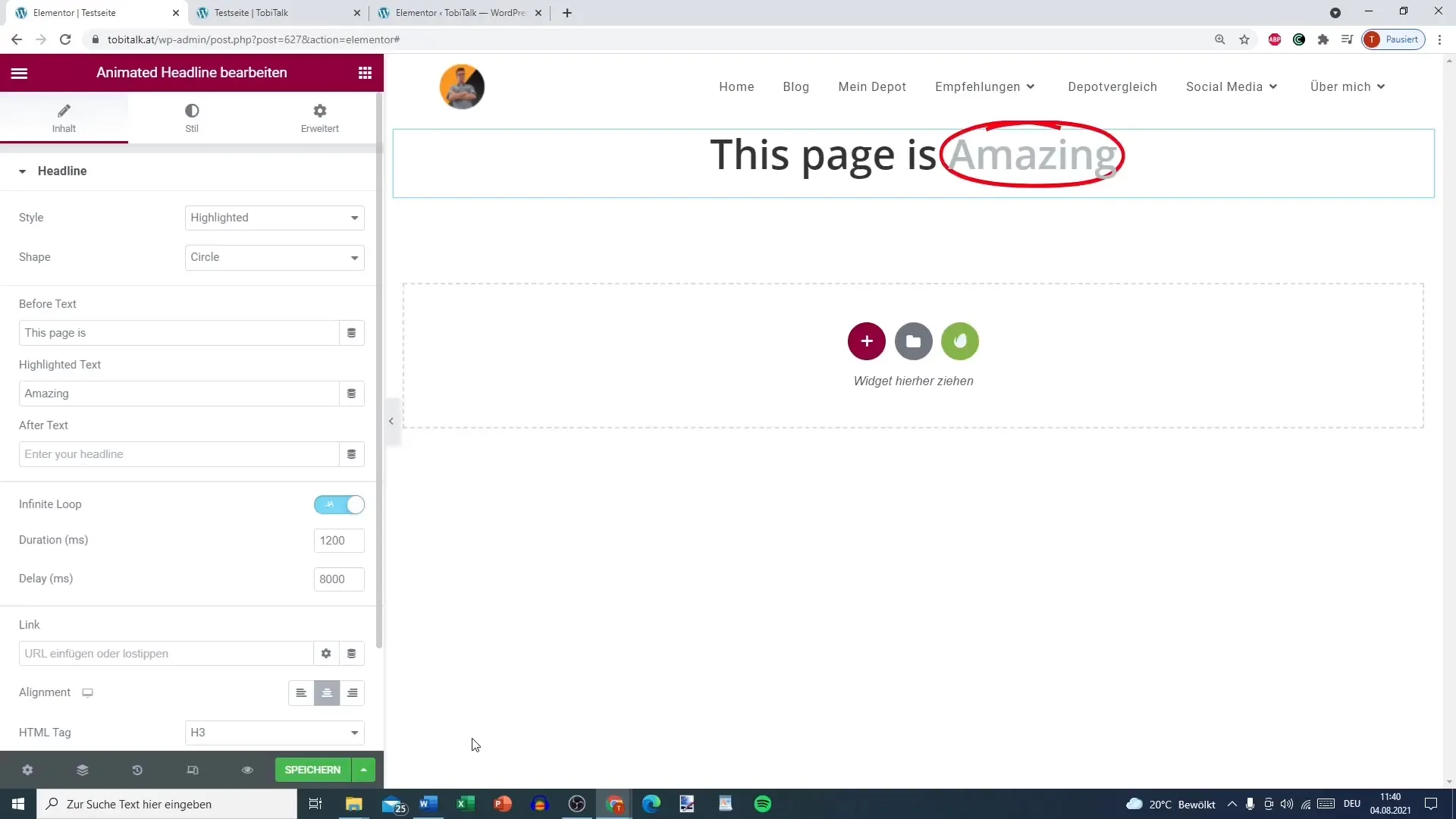 Create animated headline easily in Elementor