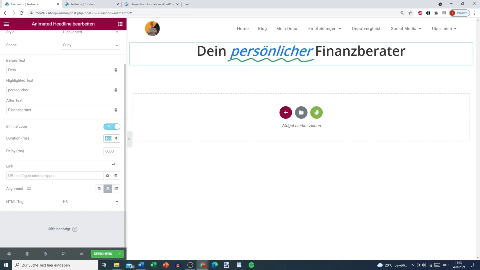 Create animated heading easily in Elementor