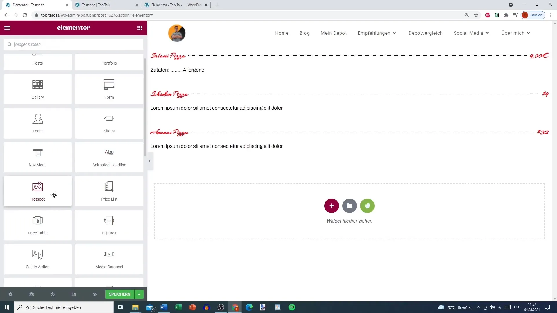 Preislisten-Design leicht gemacht mit Elementor