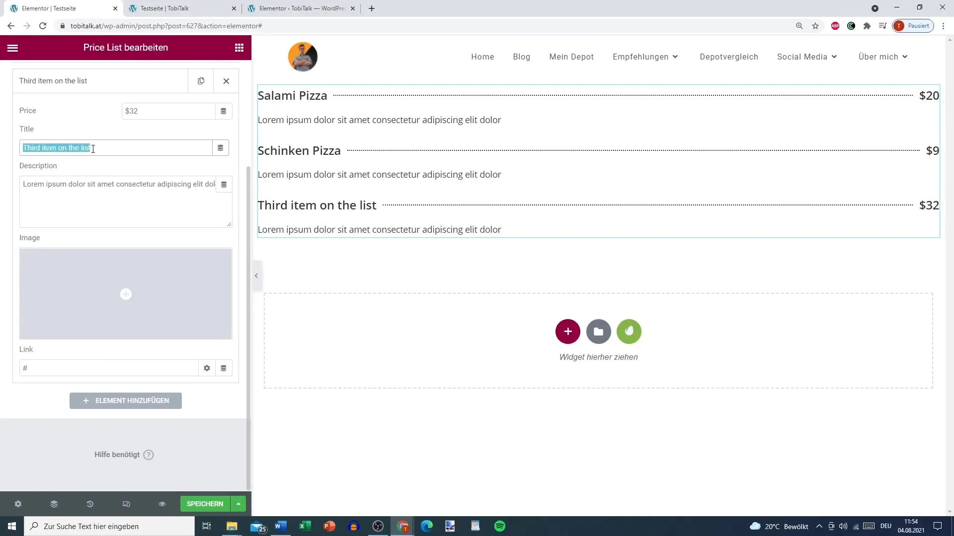 Preislisten-Design leicht gemacht mit Elementor