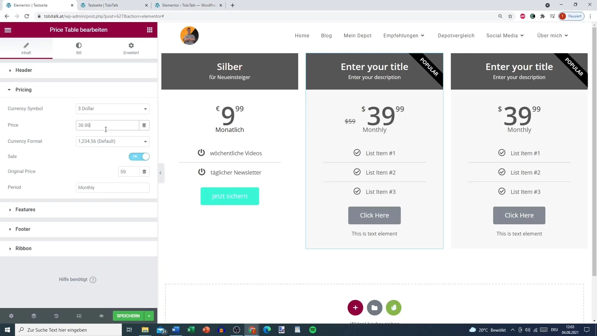 Pricing for Elementor - Step-by-step guide