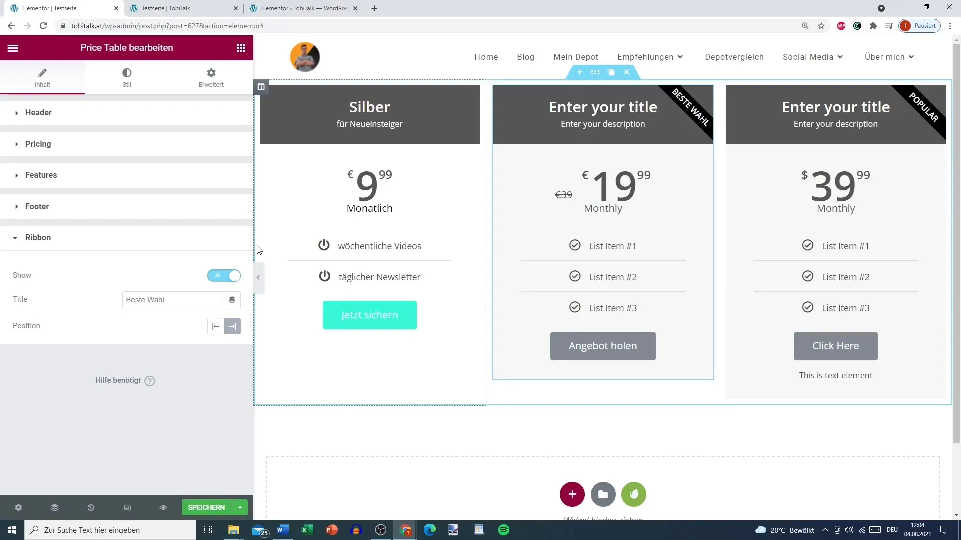 Pricing for Elementor - Step-by-Step Guide