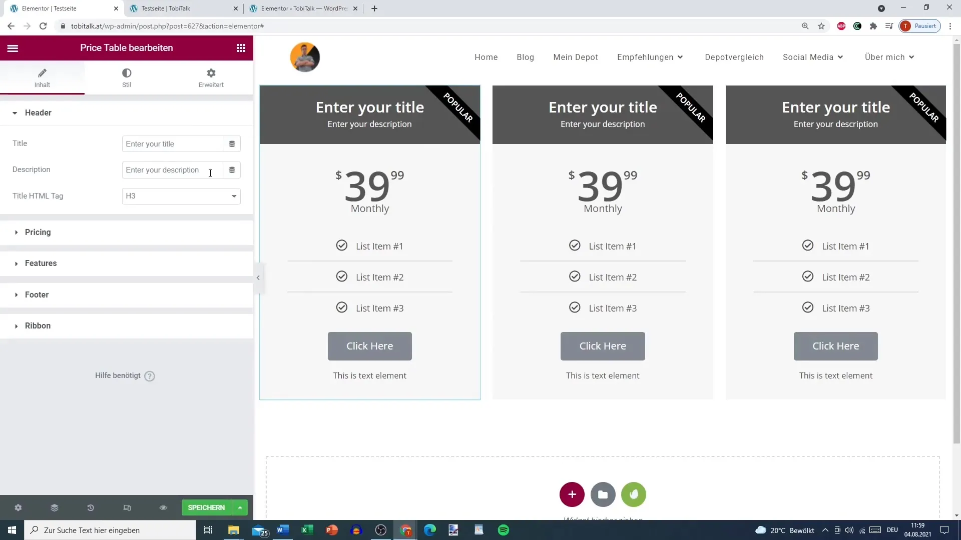 Pricing for Elementor - Step-by-step guide