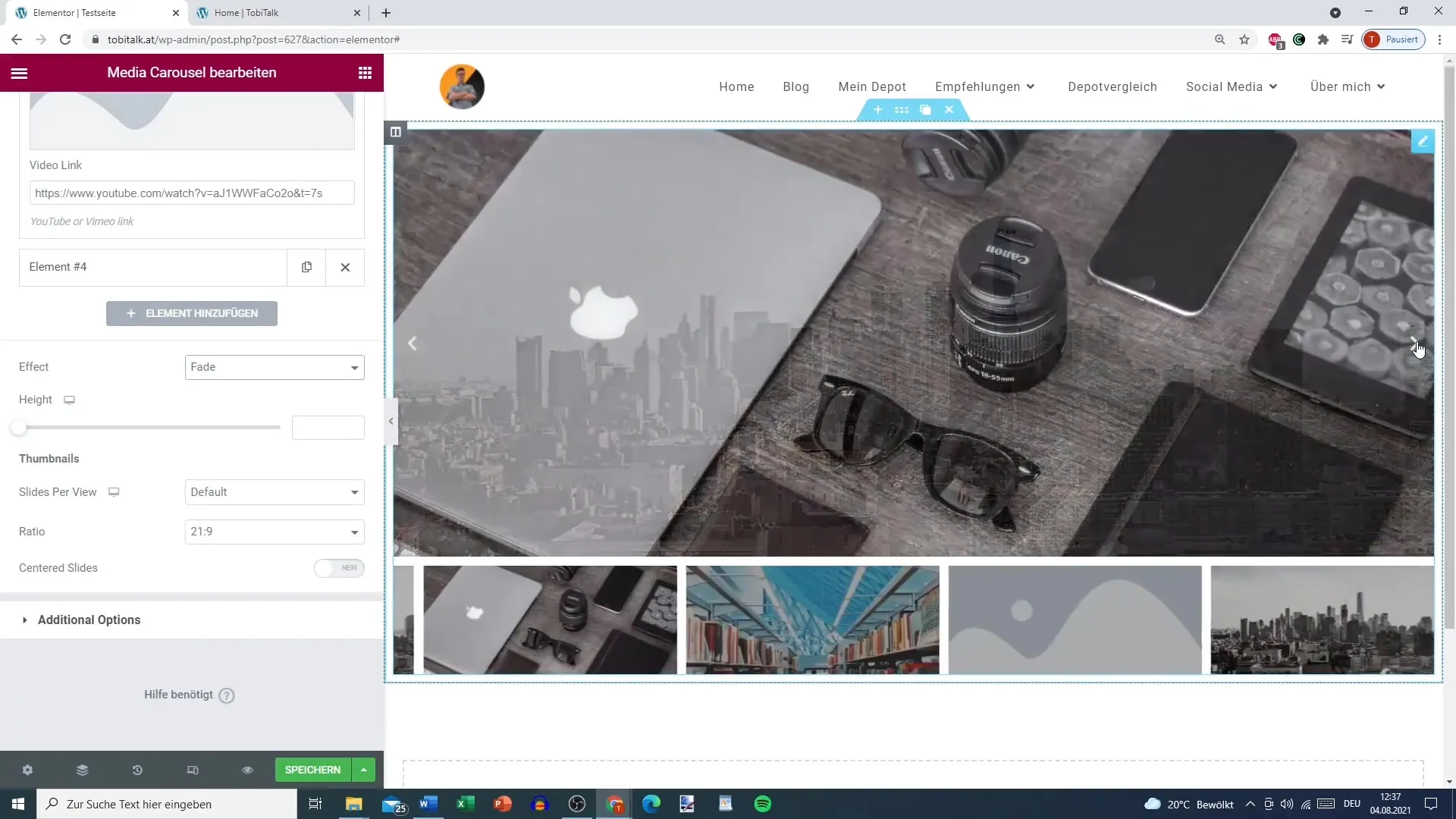 Creati un carusel media - simplu in Elementor