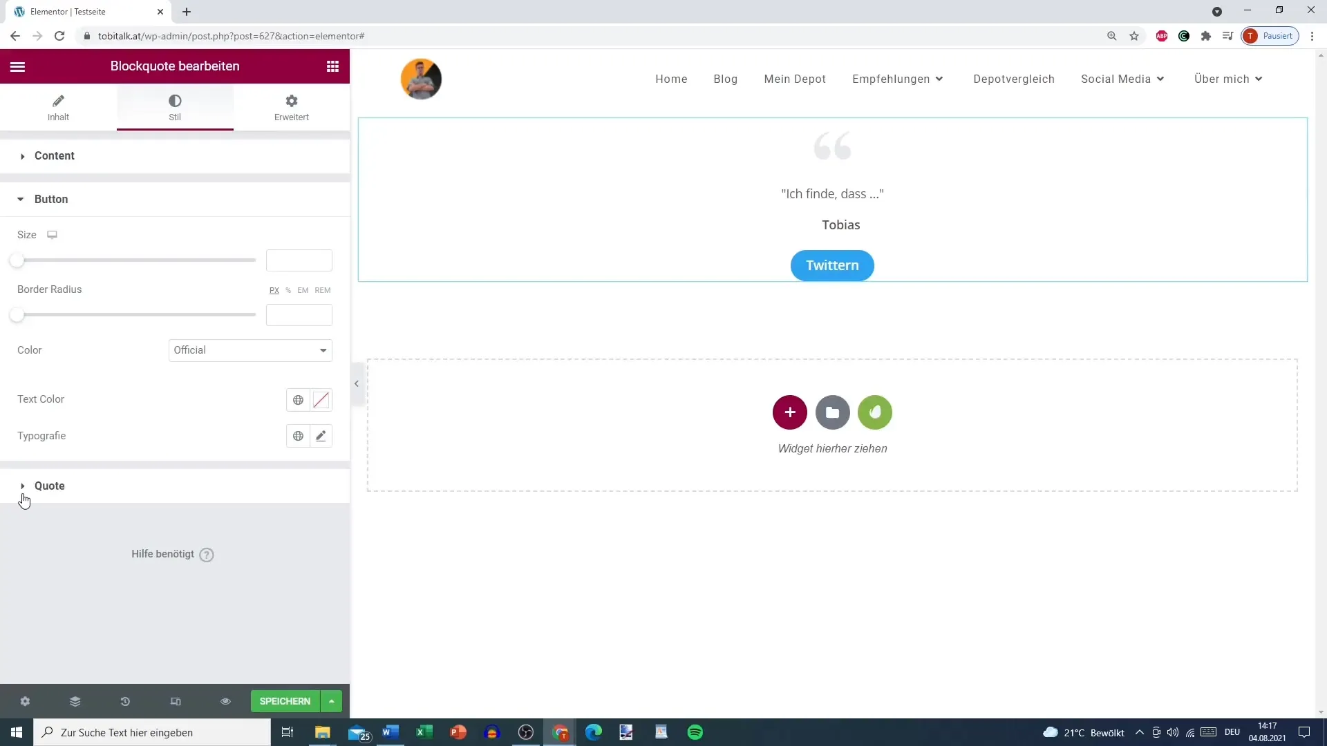 Effectively using block quotes for Elementor in WordPress