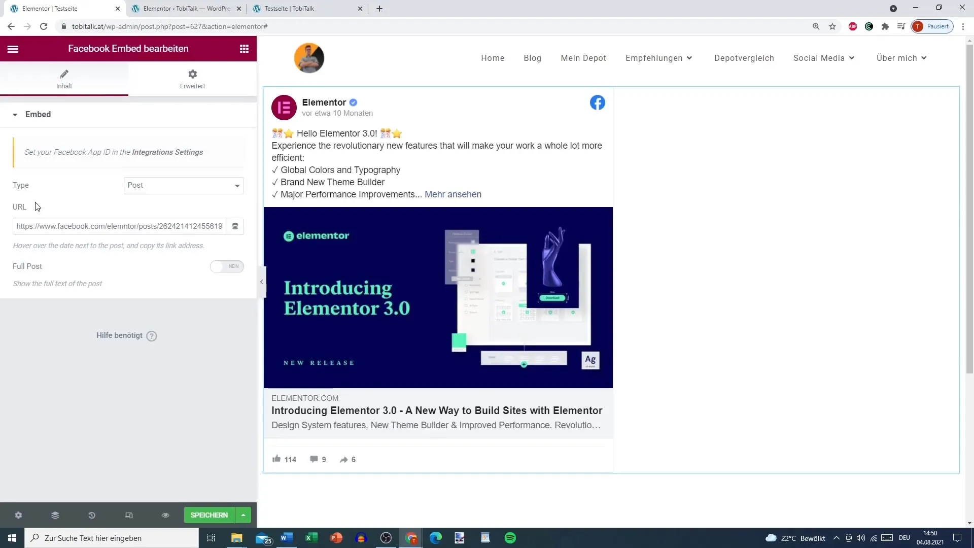 Integrate Facebook elements in WordPress using Elementor Pro