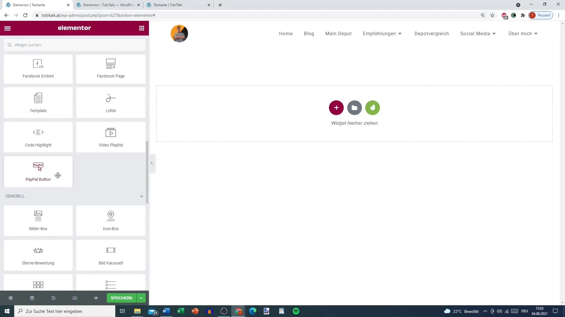 Insert PayPal button in Elementor for WordPress