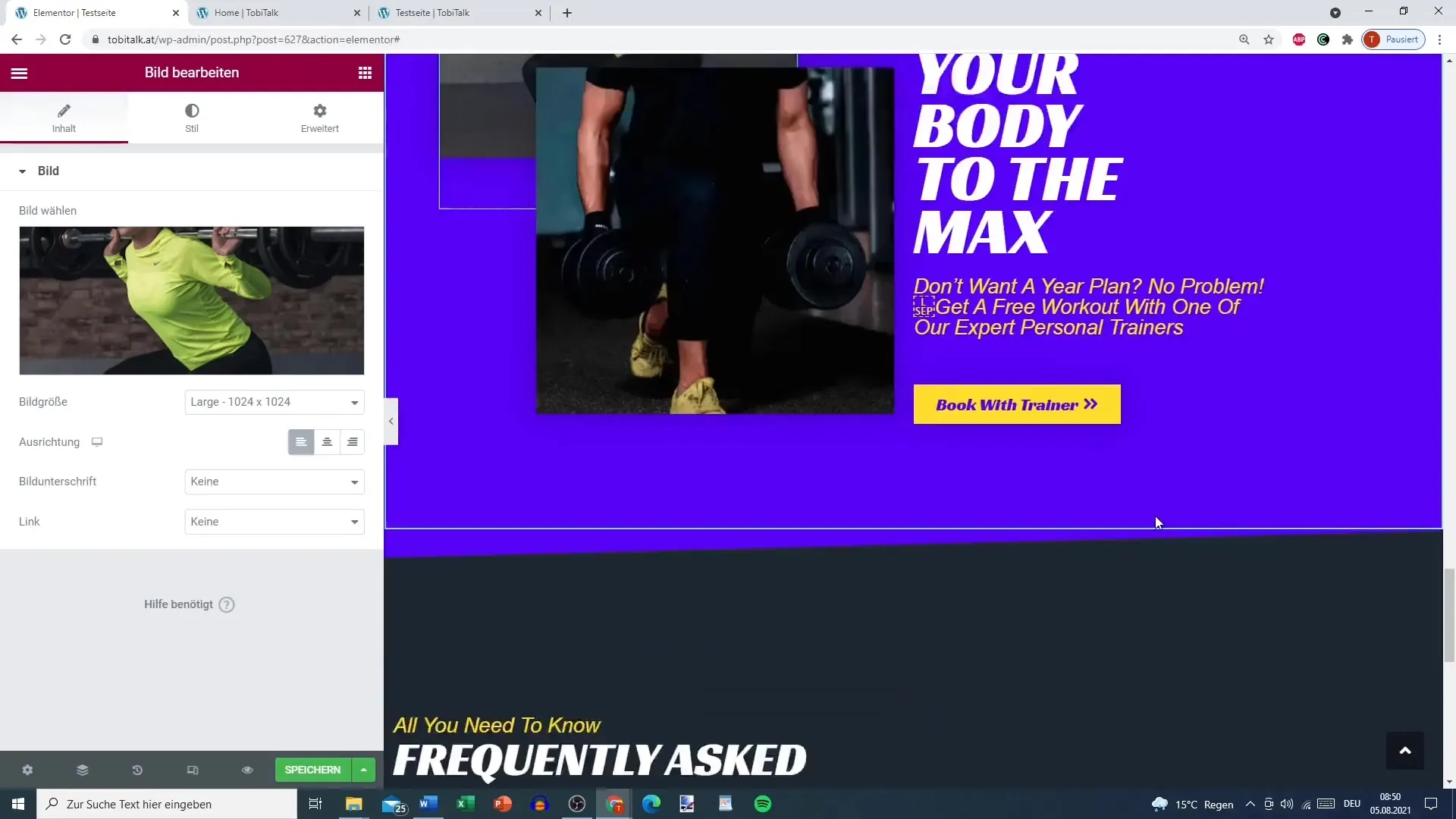Create a fitness website with Elementor Pro