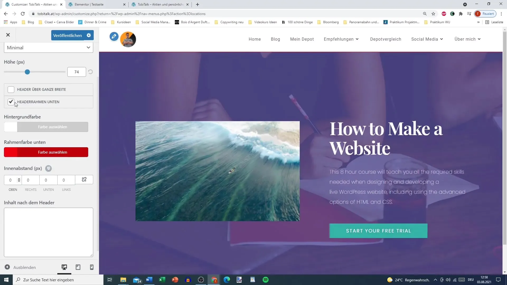 Format menu with Elementor for WordPress