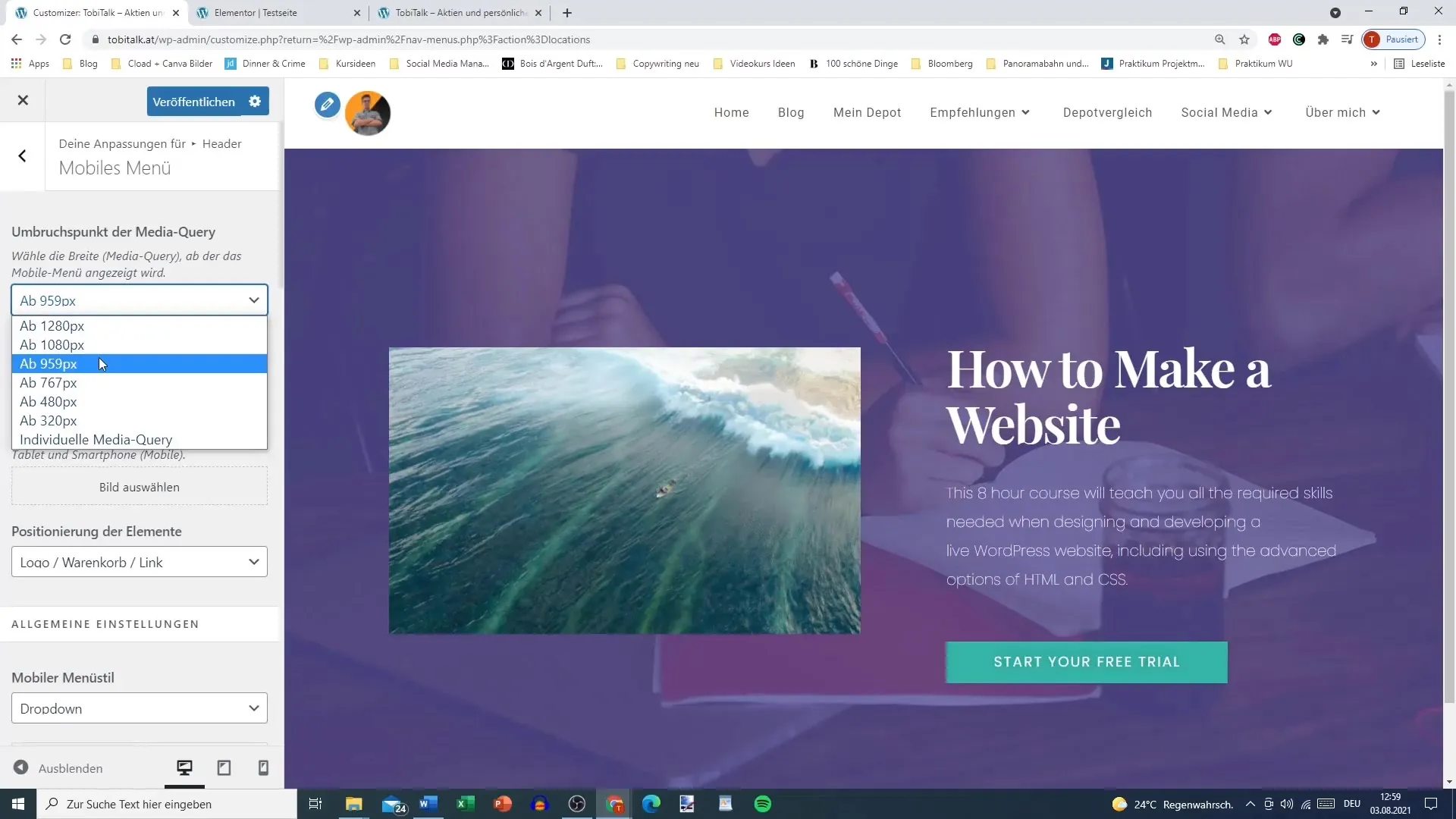 Format menu with Elementor for WordPress