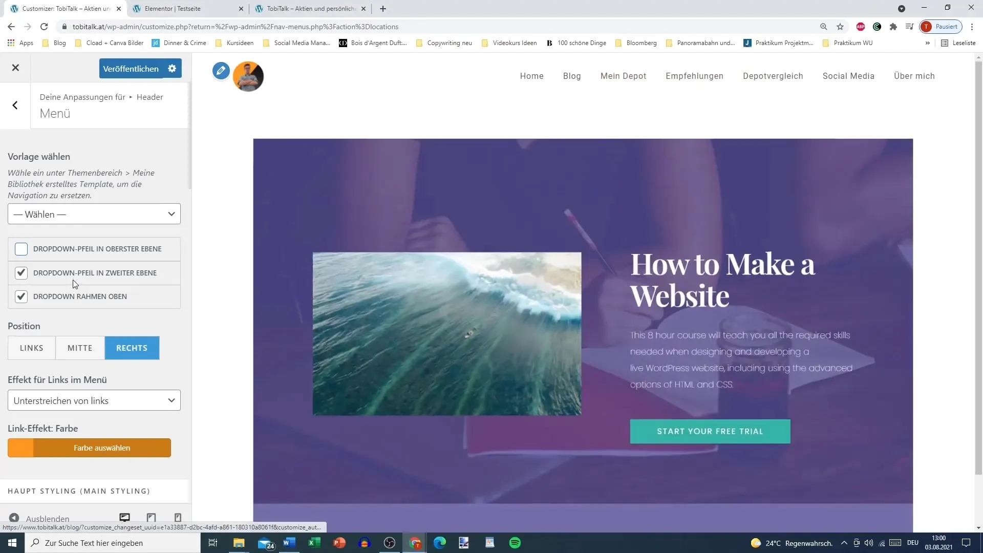 Format menu with Elementor for WordPress