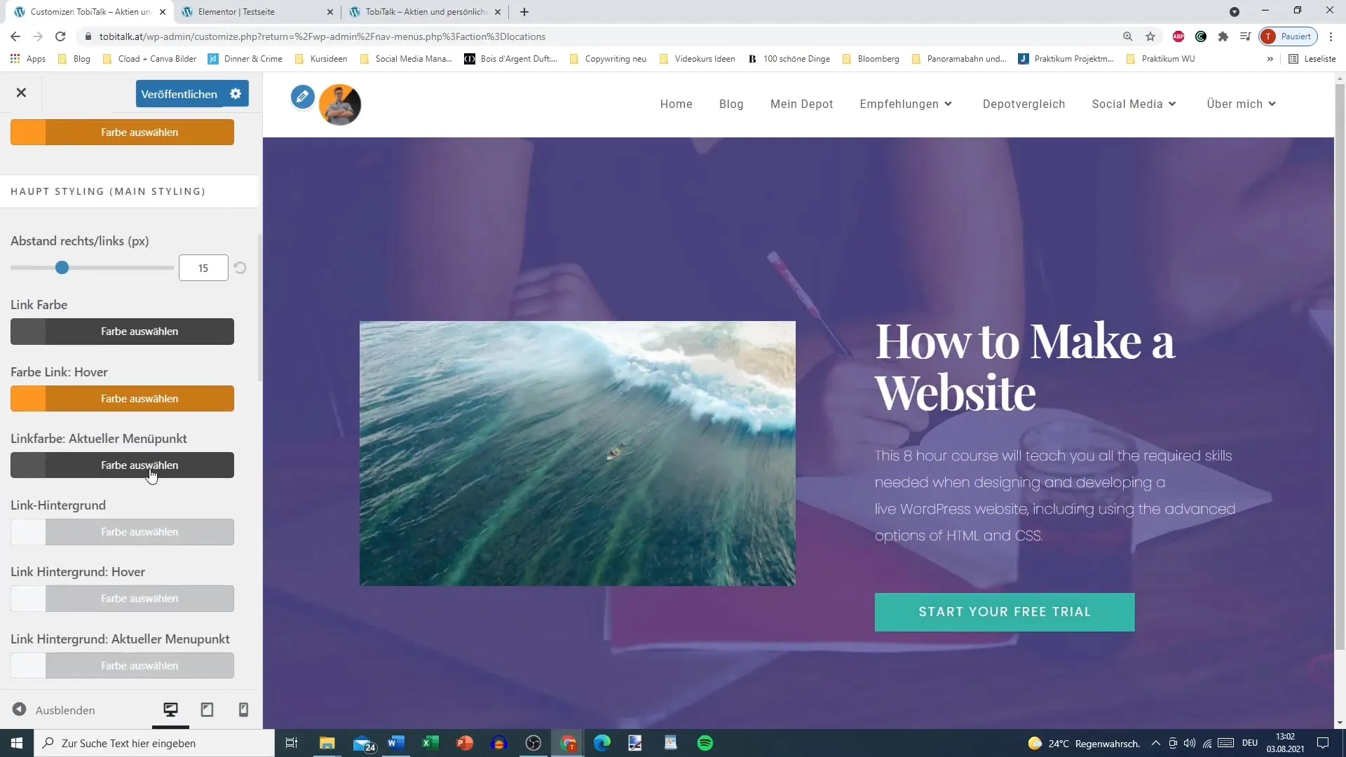 Format menu with Elementor for WordPress