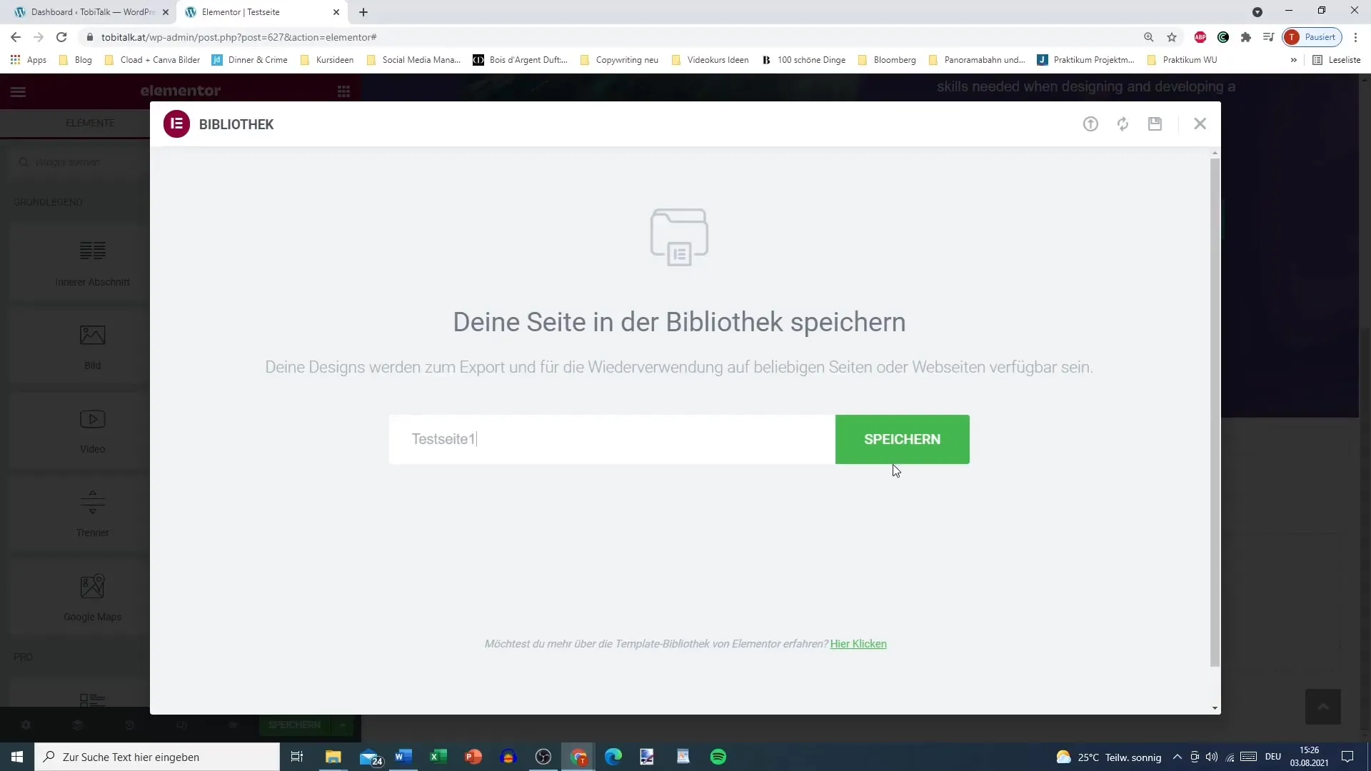 Efficient saving of Elementor pages for WordPress
