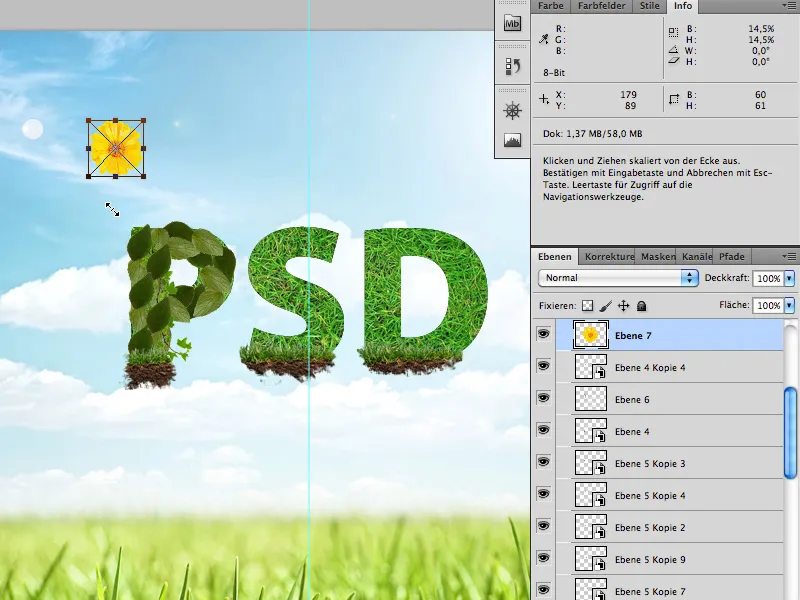 Tulisan floral di Photoshop