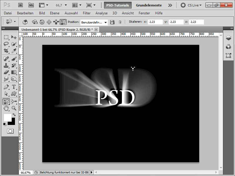 Effetto luce testuale in 3D con pochi clic