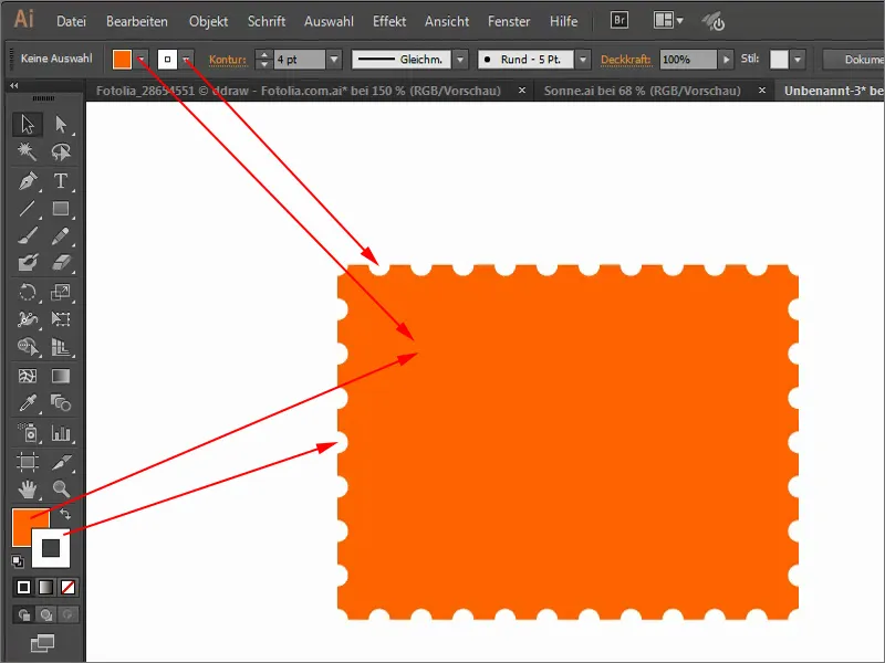 Tippek és trükkök az Adobe Illustratorhoz: Pontozott vonal létrehozása (Példa: Bélyeg)