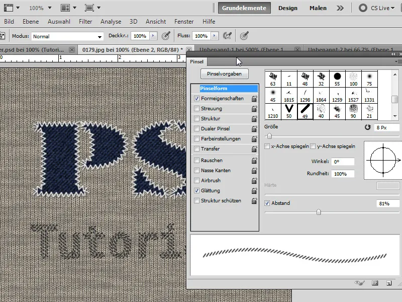 Stikkmønstereffekter for typografi