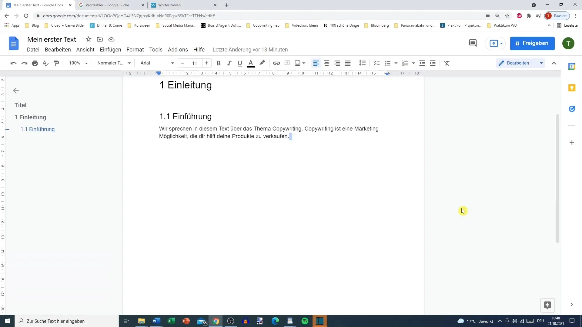 Makkelijke toegang tot het aantal woorden in Google Docs