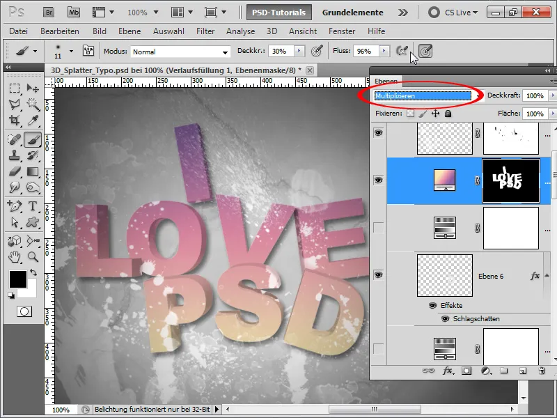 3D-Typo-Splatter-effekt
