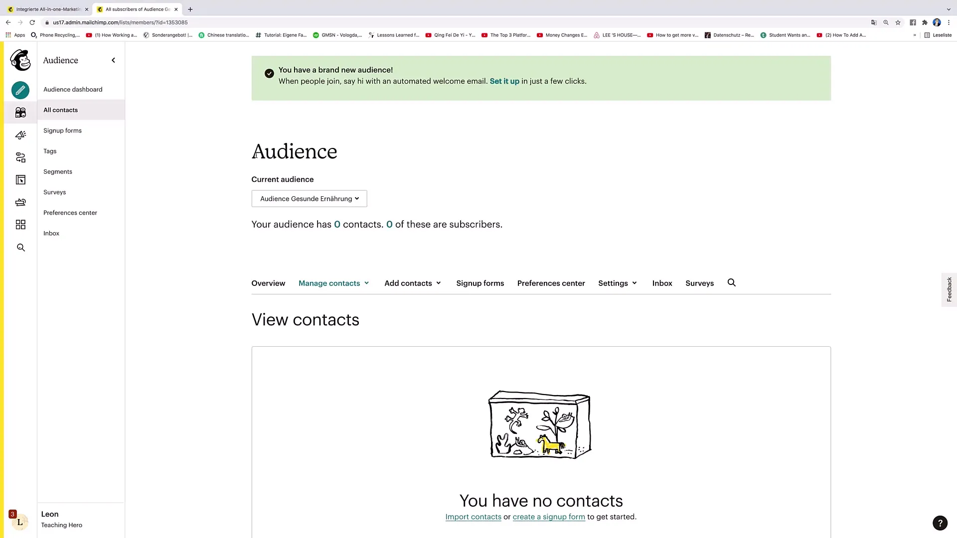 Dodać kontakty do Mailchimp Audience
