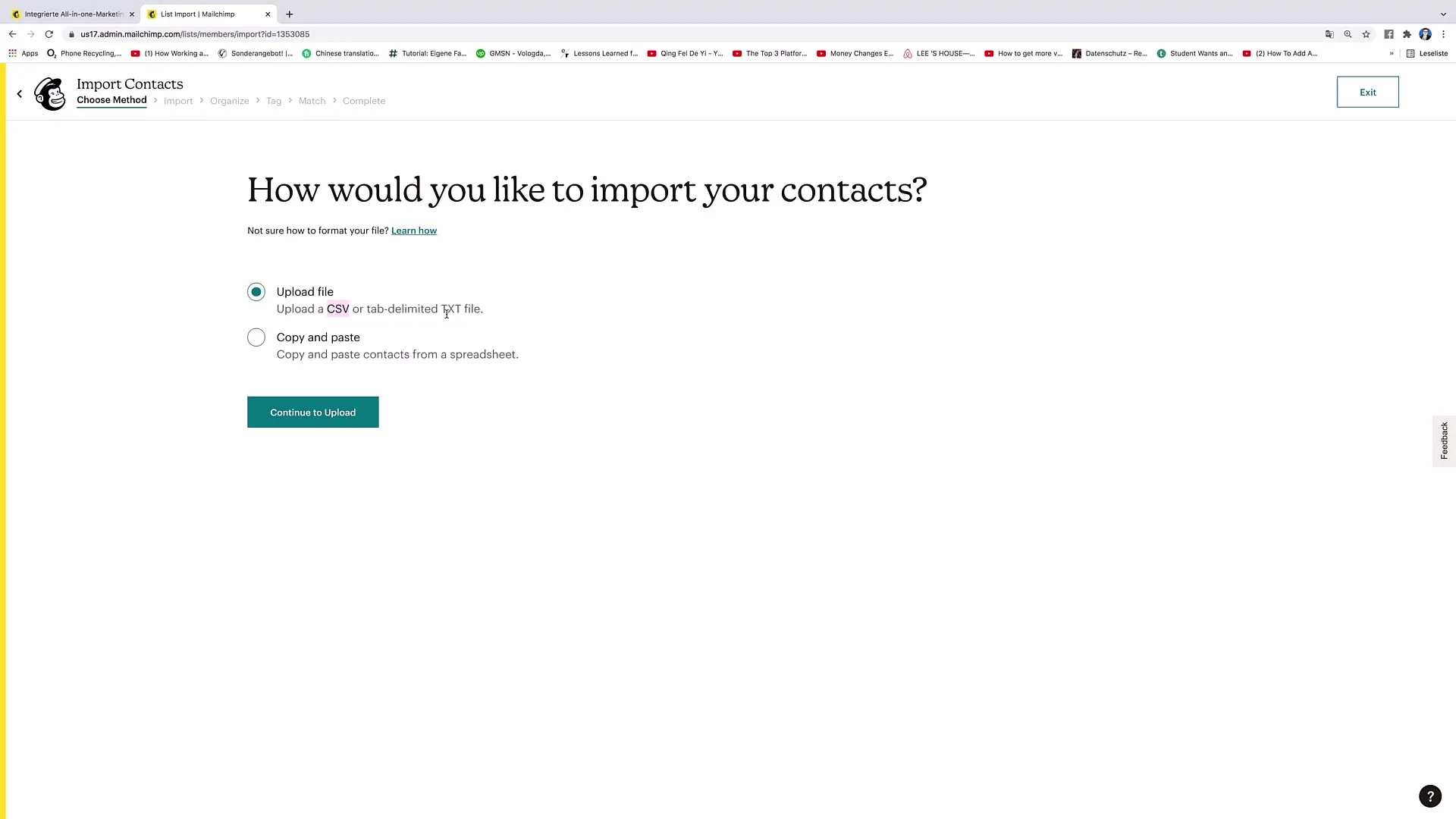 Dodać kontakty do grupy odbiorców Mailchimp
