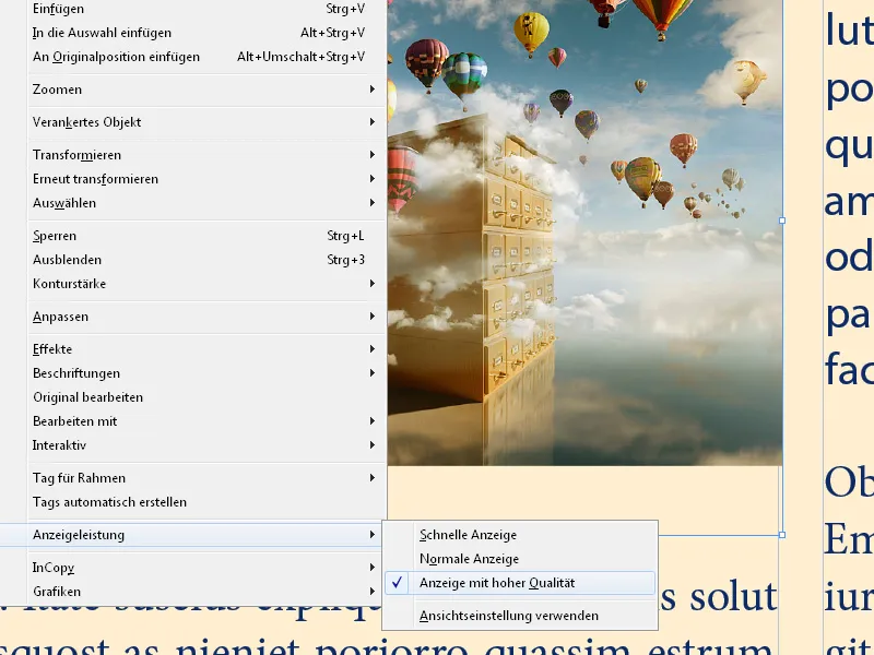 Το μενού περιβάλλοντος στο InDesign