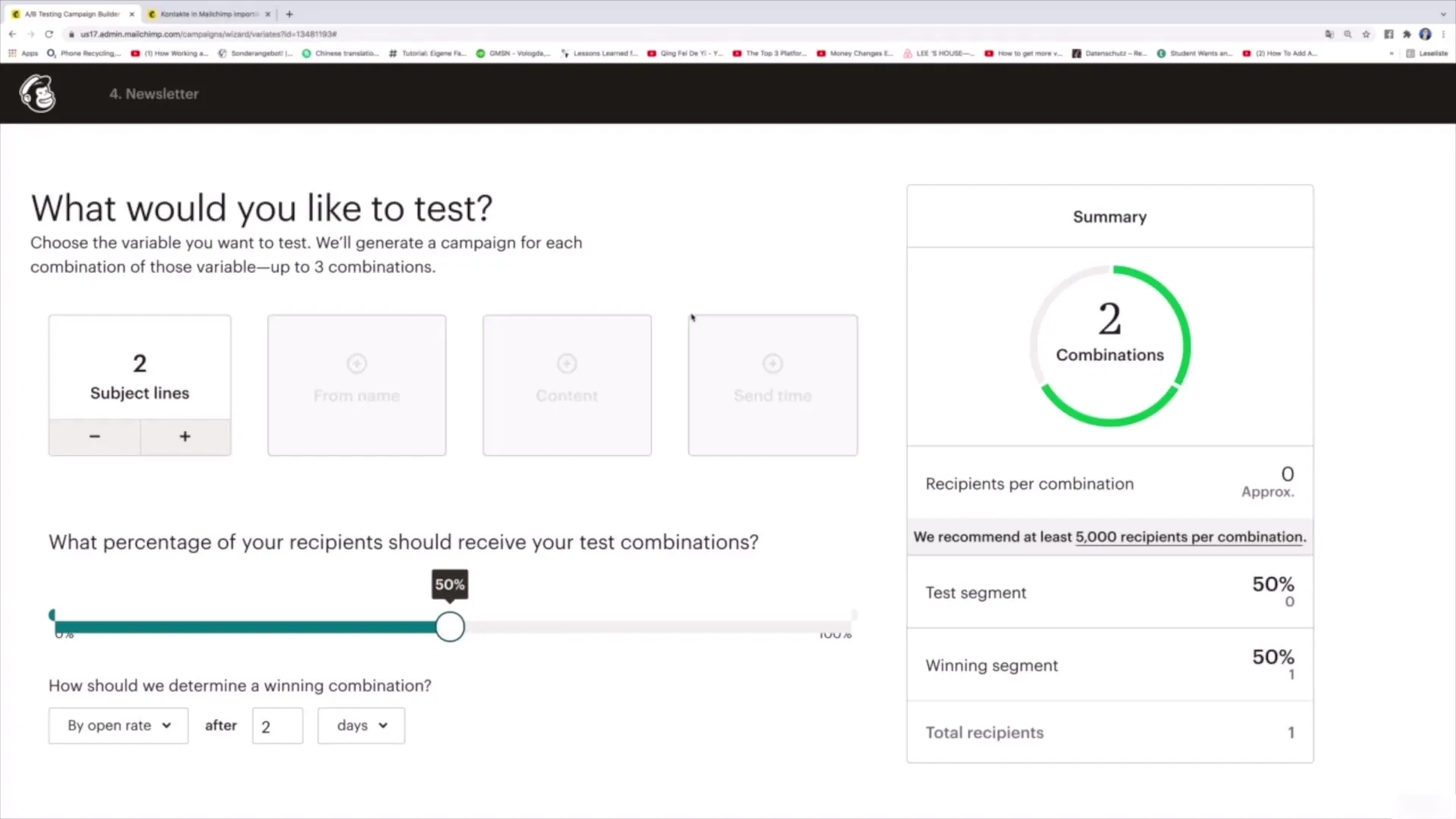 Test A/B dla tematów w Mailchimp krok po kroku