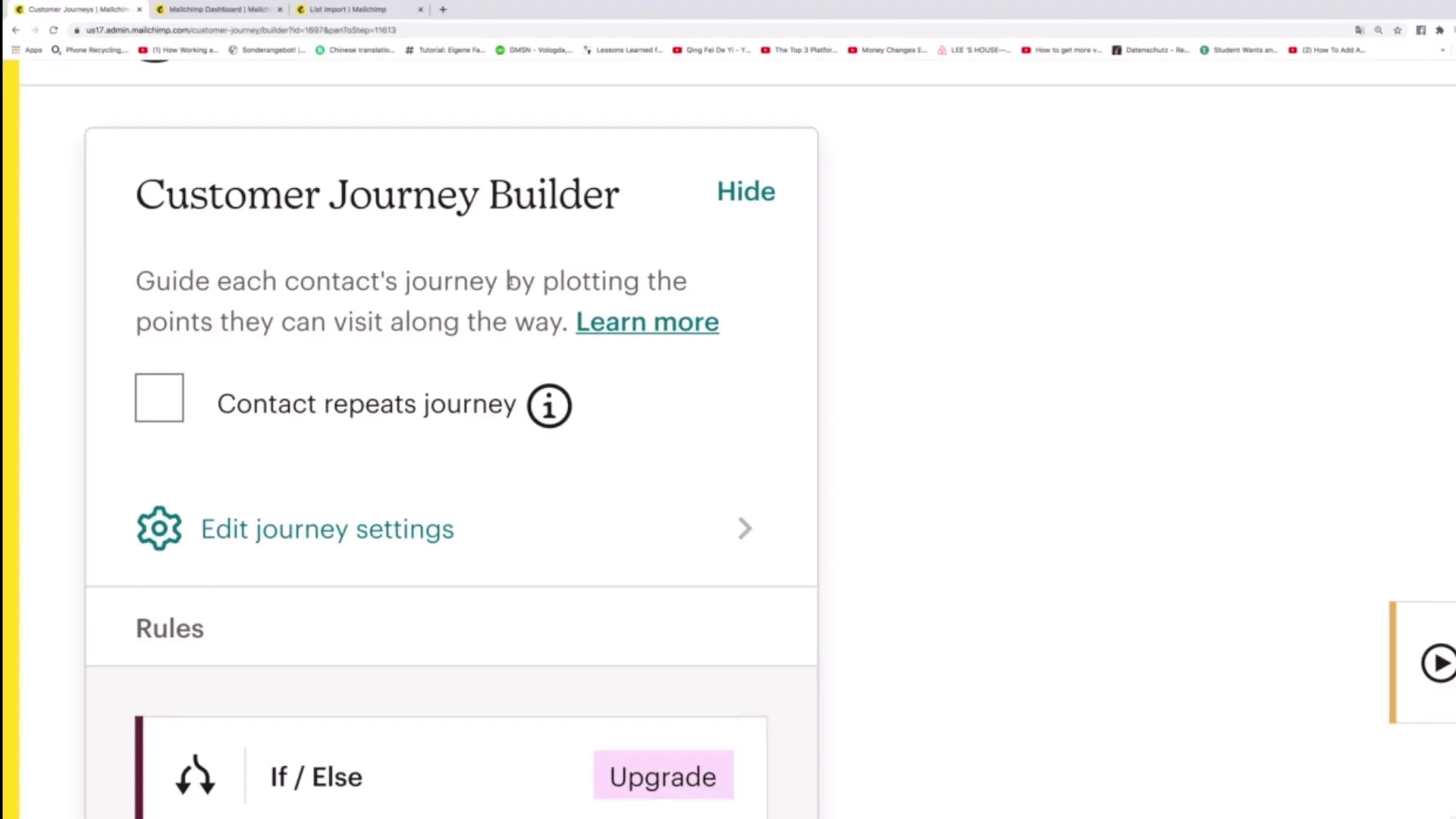 Optymalizuj ustawienia podróży klienta w Mailchimp