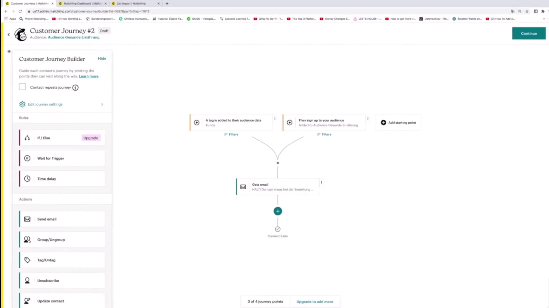 Optymalizuj ustawienia podróży klienta w Mailchimp