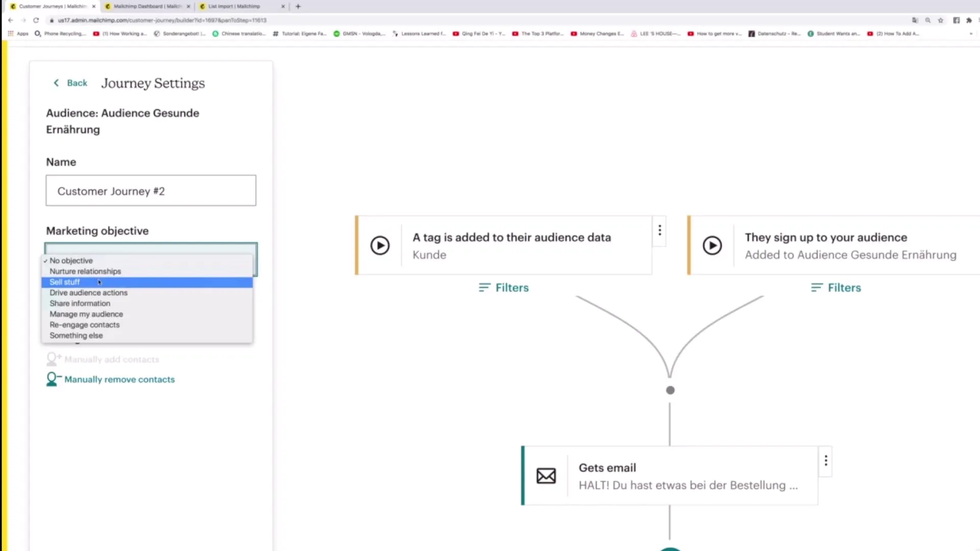 Optymalizuj ustawienia Customer Journey w Mailchimp