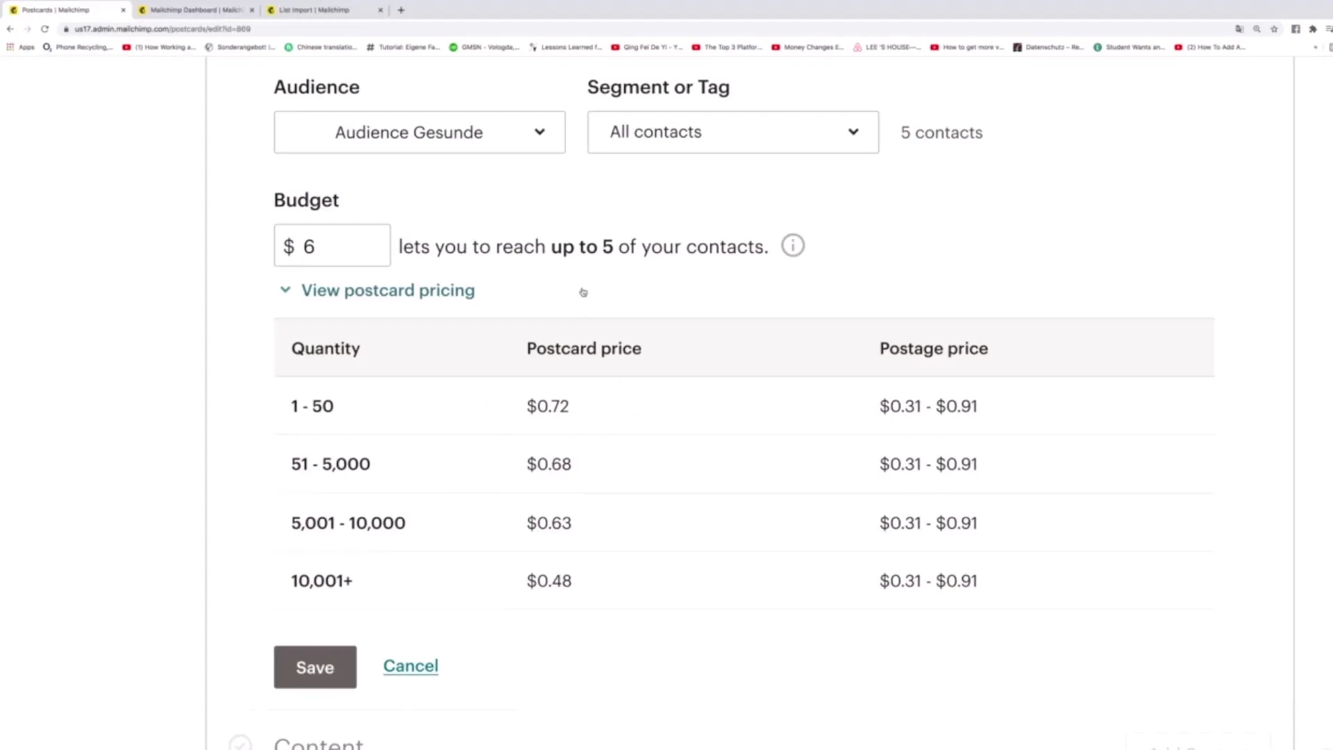 Enviar postales a través de Mailchimp - así es como funciona