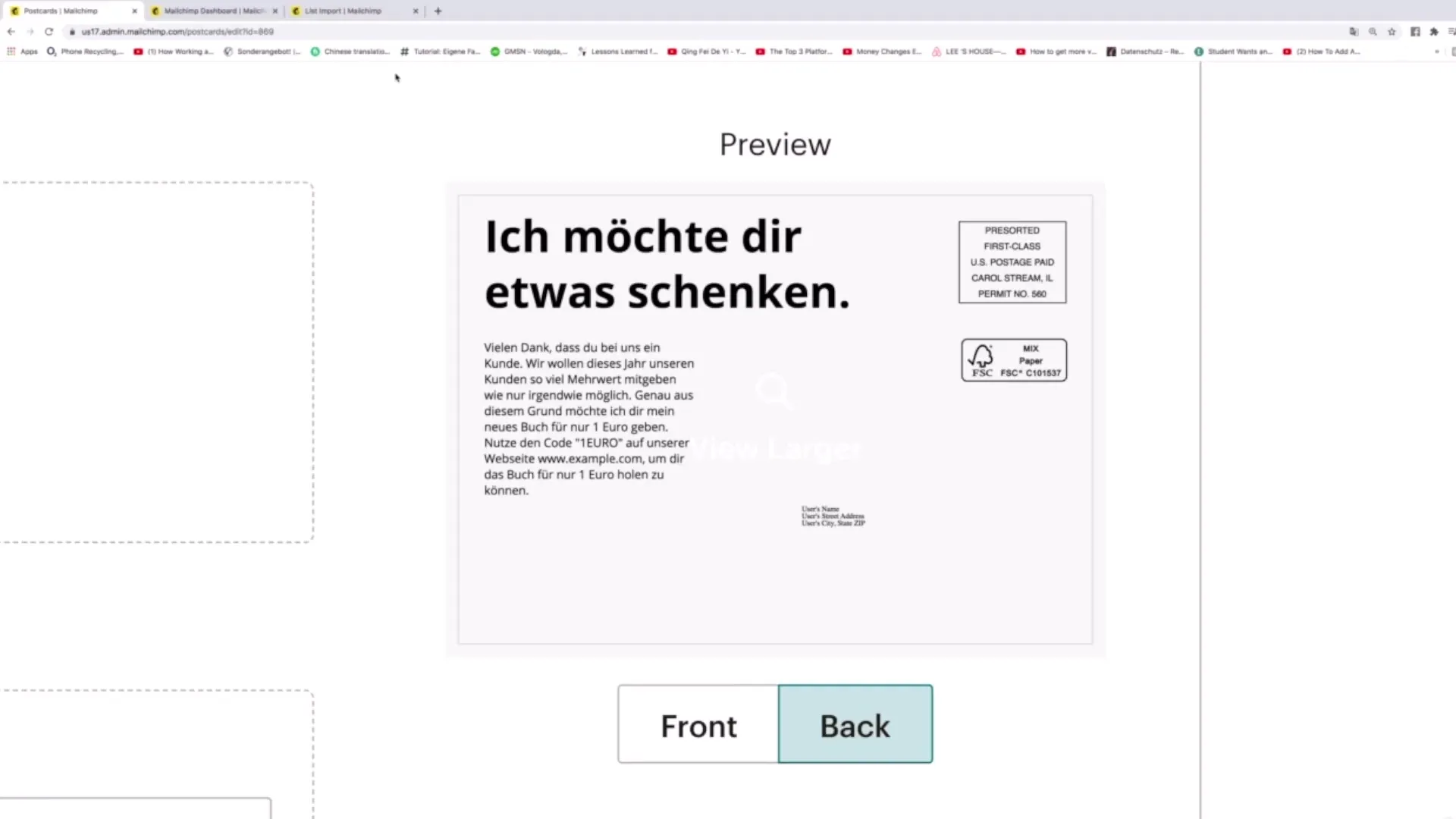 Enviar postales a través de Mailchimp - así es como funciona