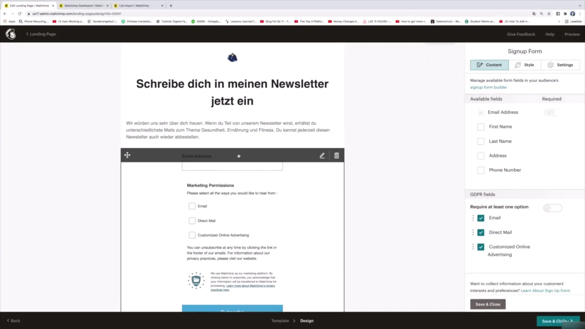 Tworzenie prostych stron docelowych za pomocą Mailchimp