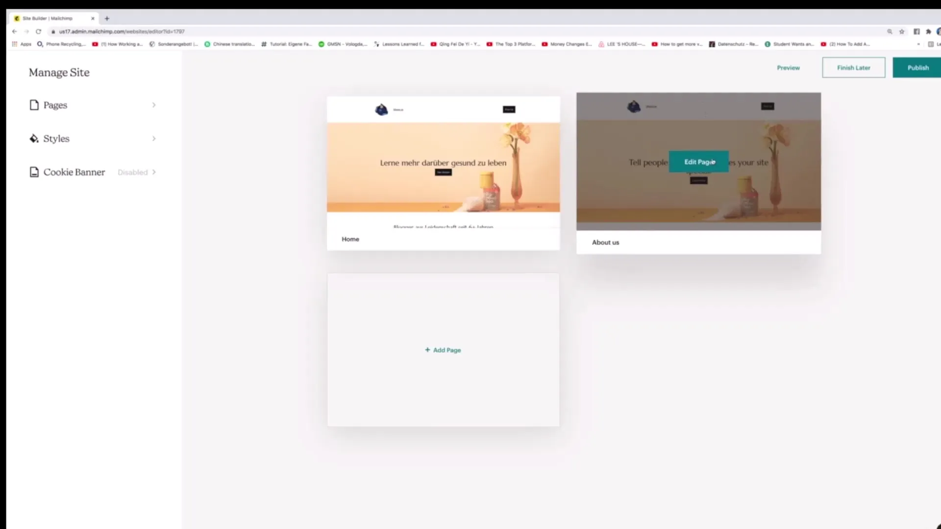 Dodaj i dostosuj nowe strony w Mailchimp