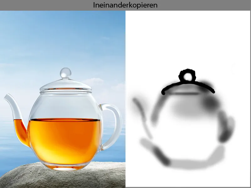 Cartel publicitario de Lotus Tea - Parte 05 - Tetera de composición con inserto de letras de loto