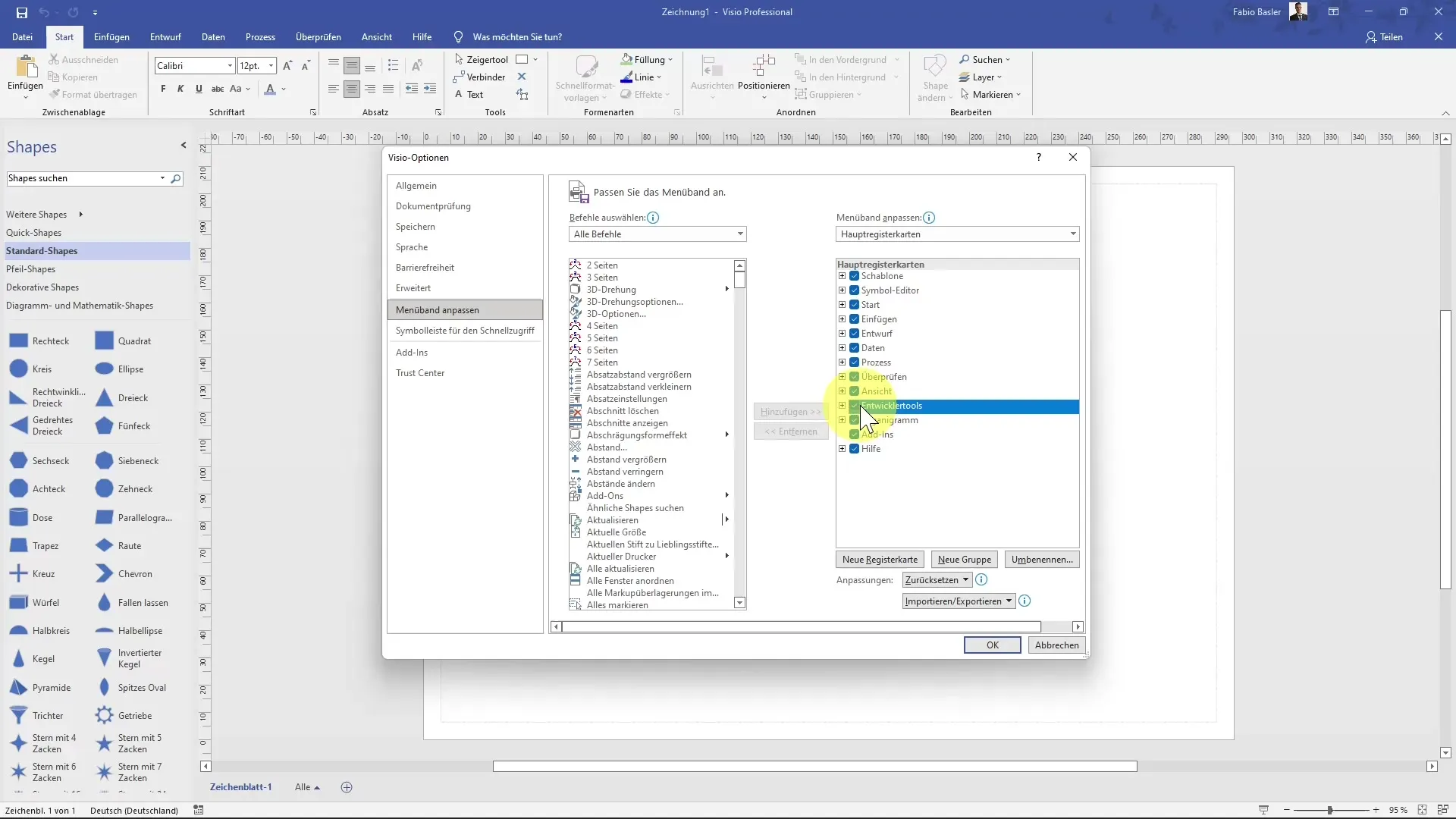 Personalizzazione della barra multifunzione personalizzata in MS Visio resa facile