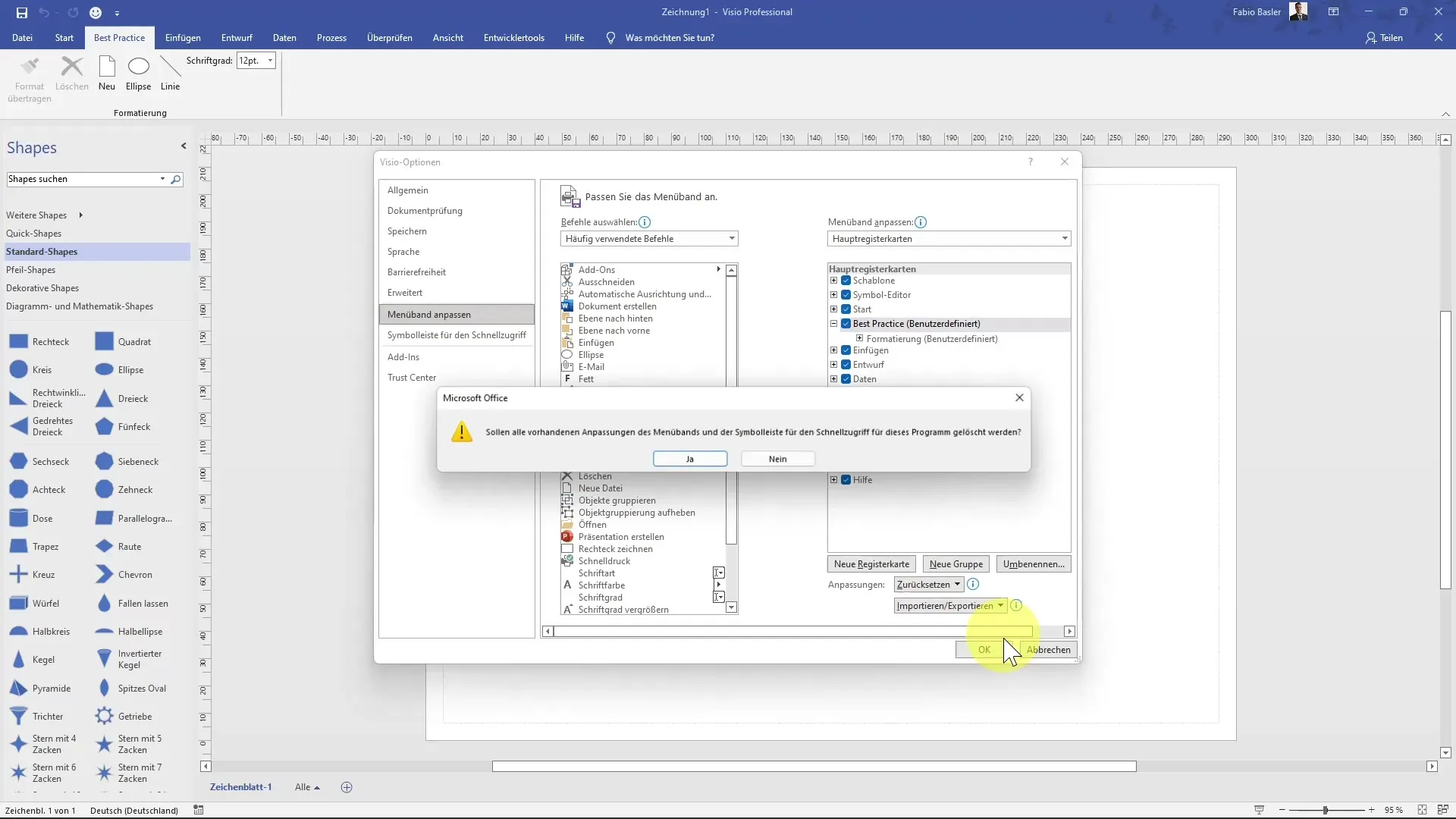 Personalizzazione facile della barra multifunzione in MS Visio