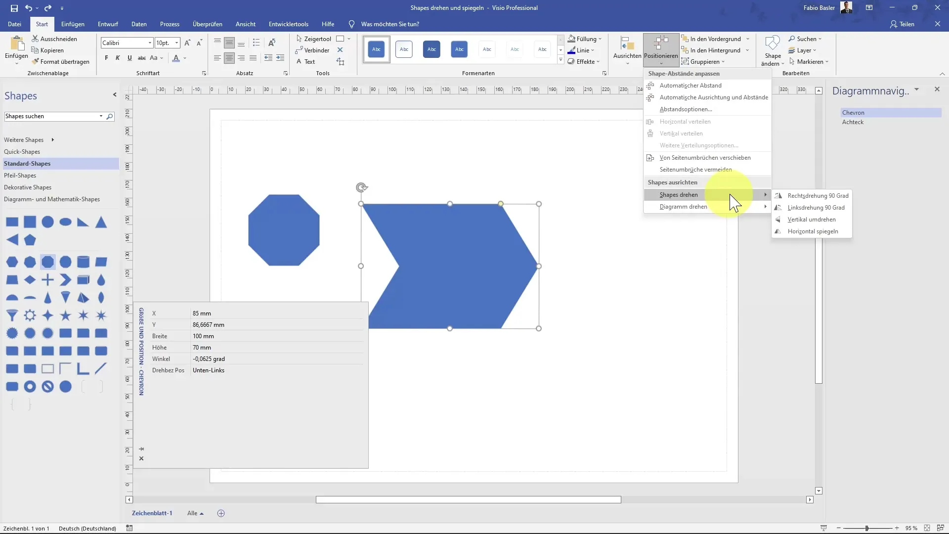Ruotare e riflettere le forme in MS Visio